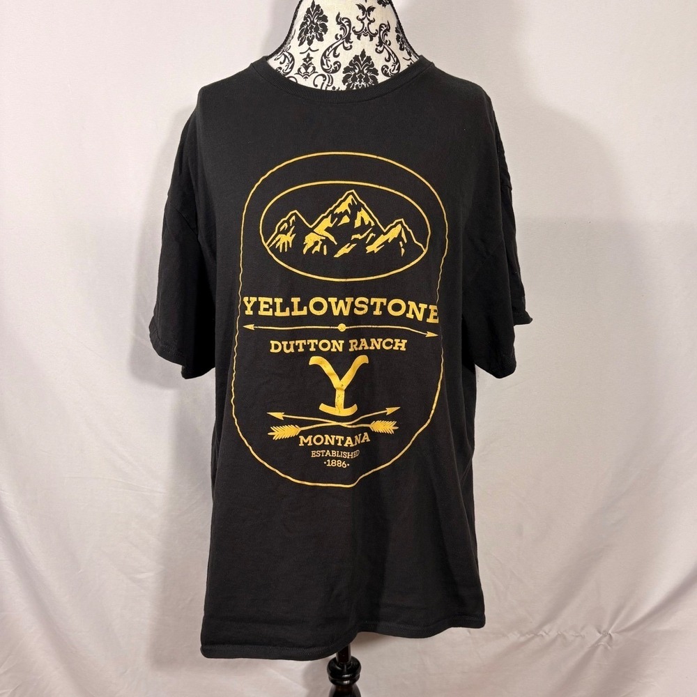 Yellowstone Dutton Ranch Montana Graphic T-Shirt Black XL Paramount Network - Picture 1 of 11